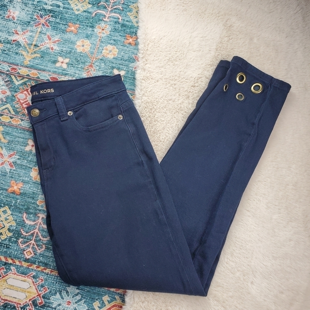 Michael Kors Navy Eyelet Ankle Pants 4